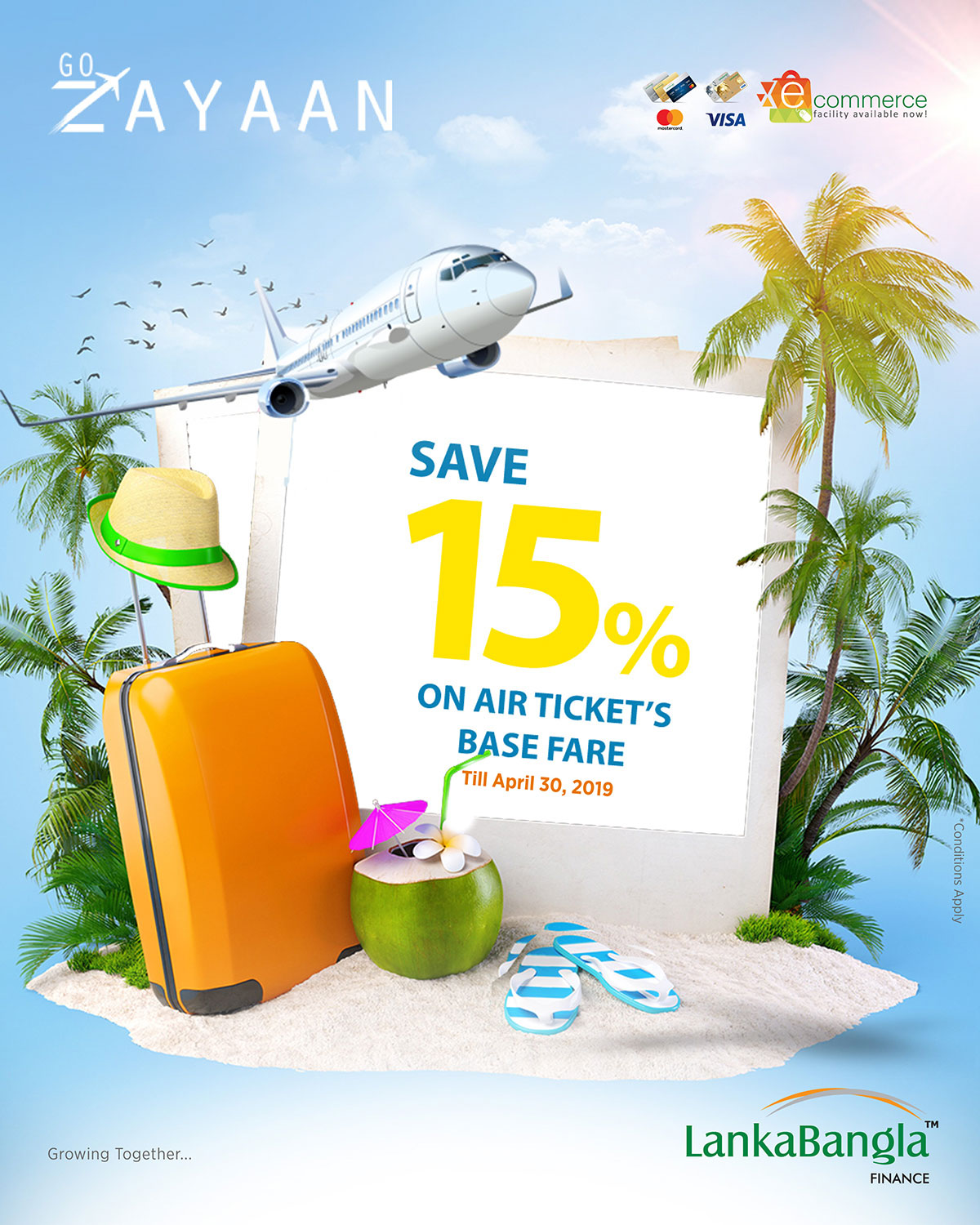 Save 15% on Air Ticket’s Base Fare