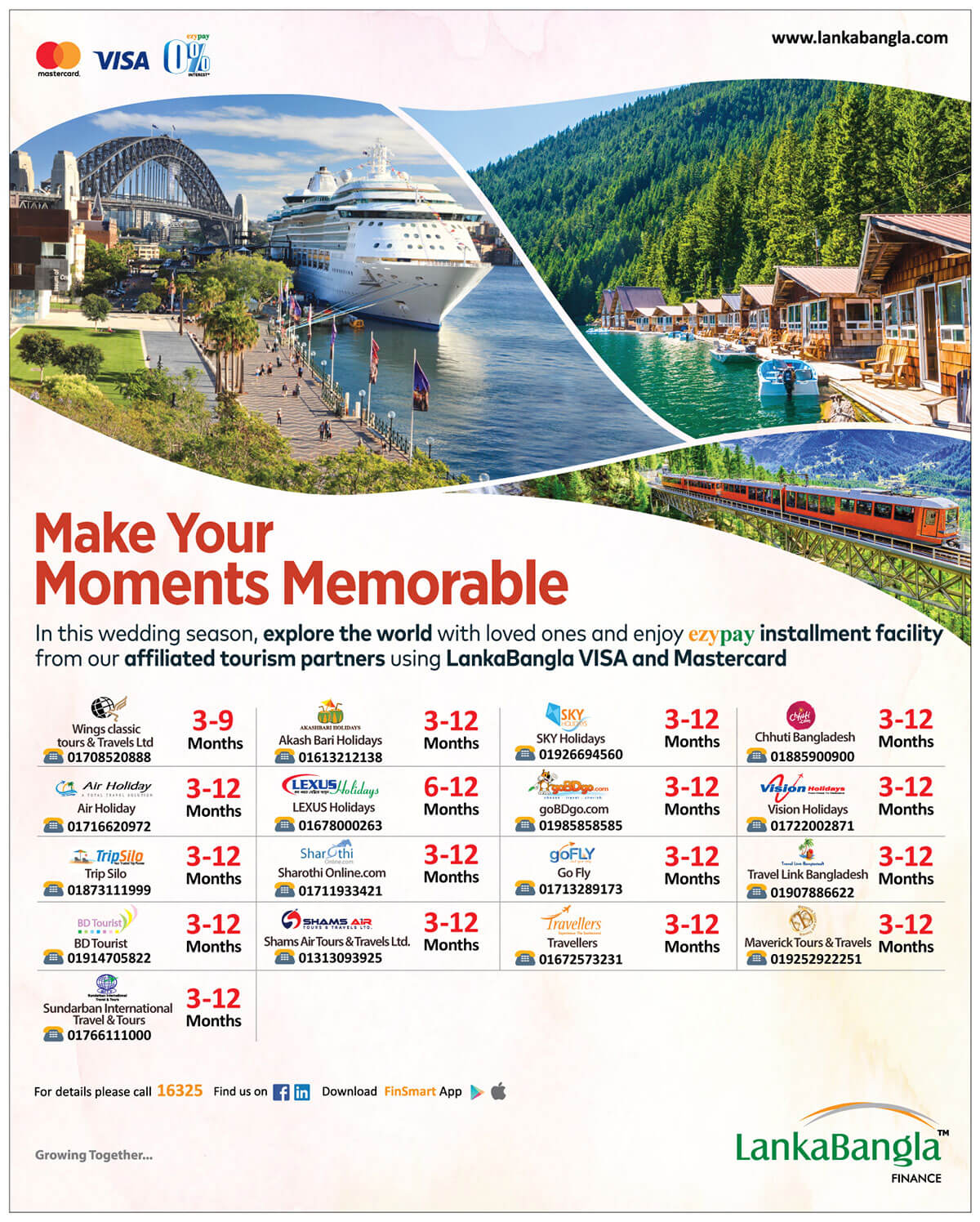 Make Your Moments Memorable – Enjoy ezypay Installment Facility From our affiliated tourism partners