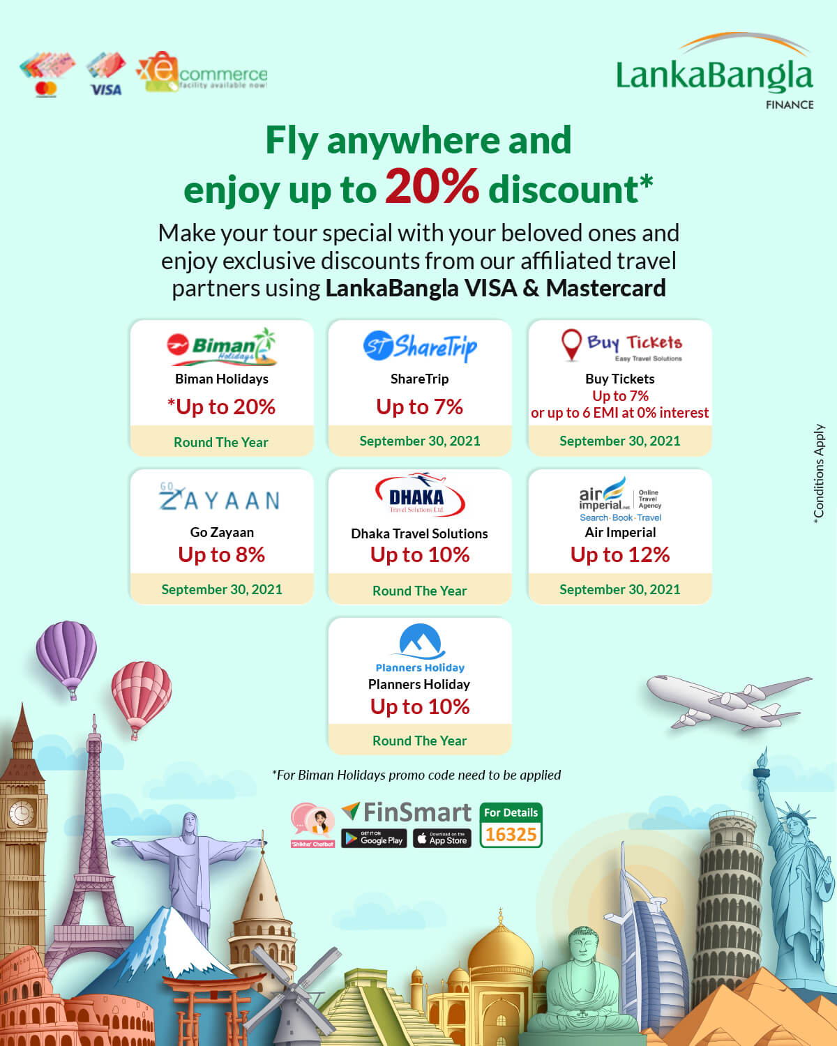 Fly anywhere and enjoy  up to 20% discount