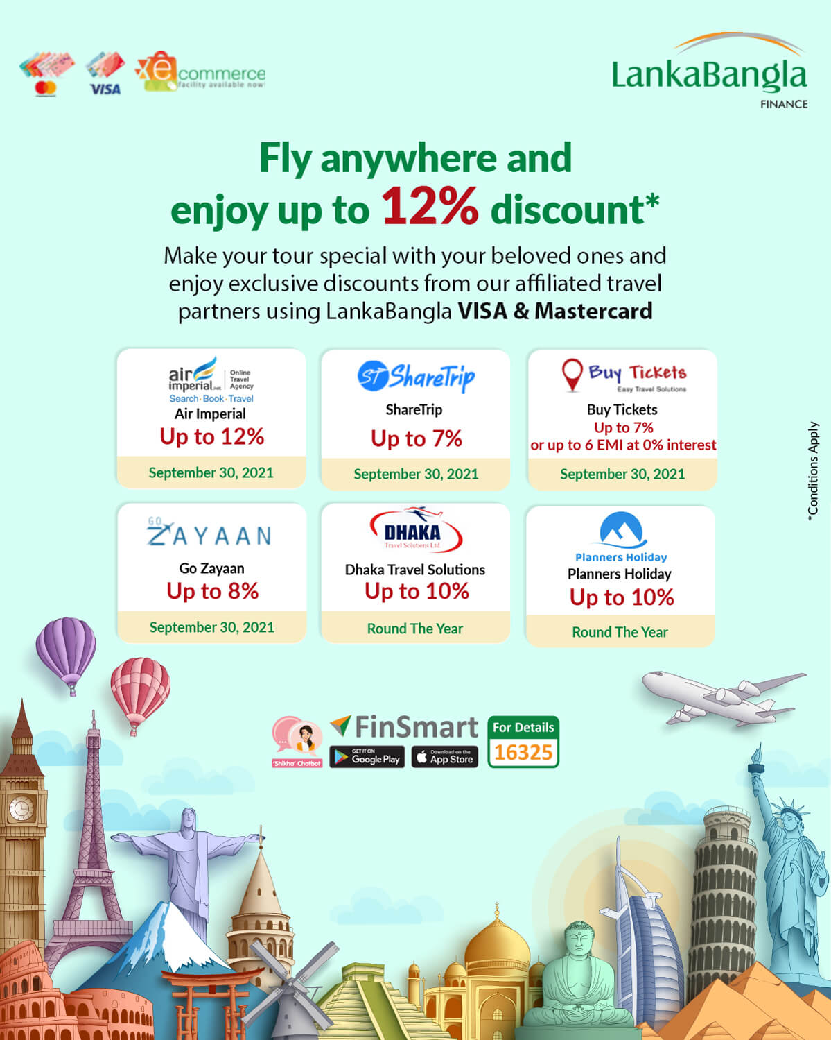 Fly anywhere and enjoy up to 12% discount