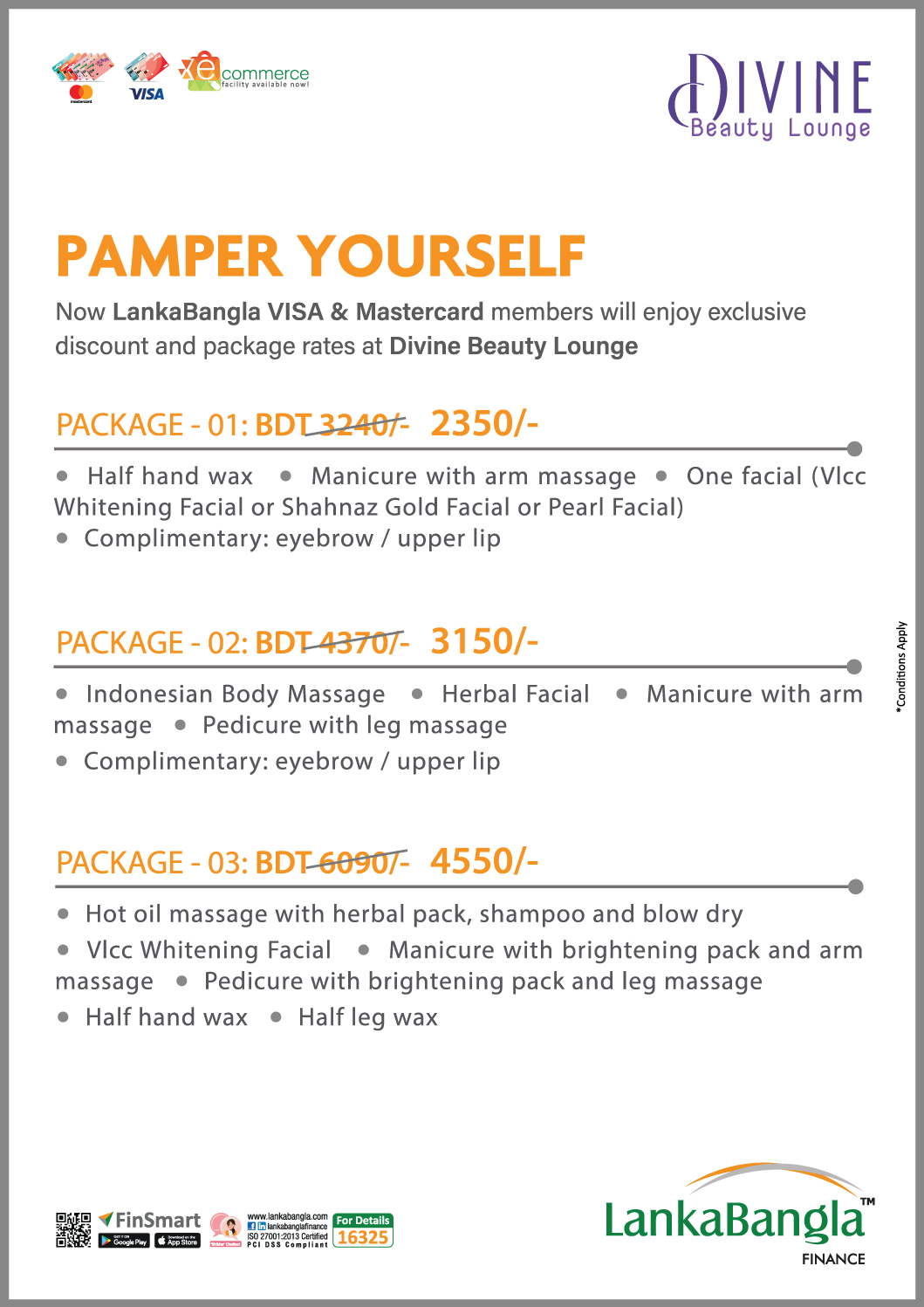LBFL Divine Beauty Lounge Special Offer Tariff Card