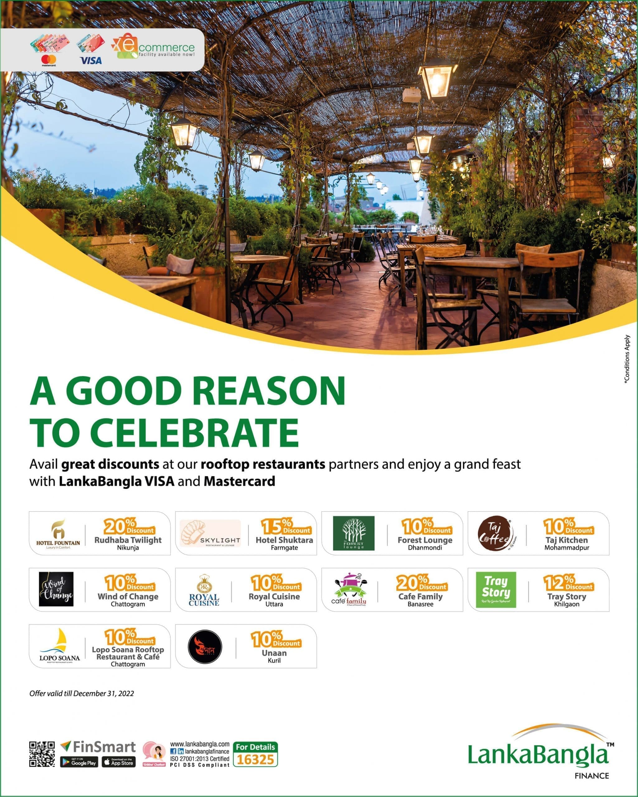 Discount at Rooftop Restaurant Partners
